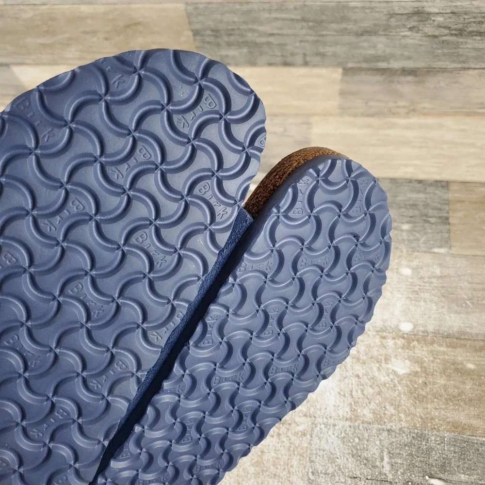 Birkenstock Zurich Mens‎ Slide Sandals 11 Elemental Blue Suede Adjustable Buckle
